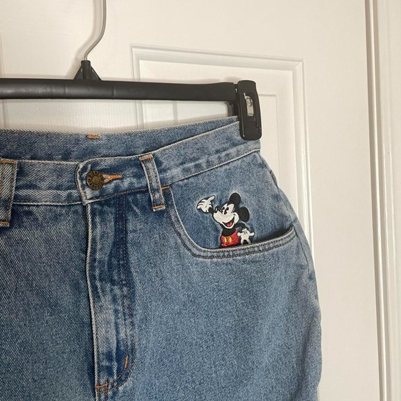 Vintage 90's/Y2K Denim Mickey Mouse Embroidered Skirt, by Disney, Size S/M - Picture 3 of 6